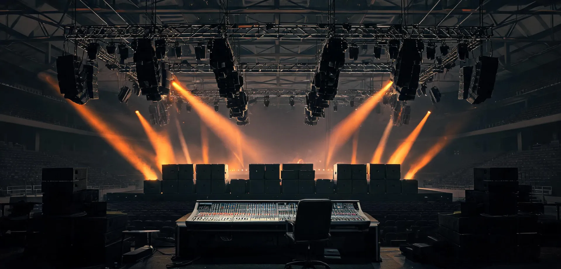 JBL Professional line array above a live concert audience